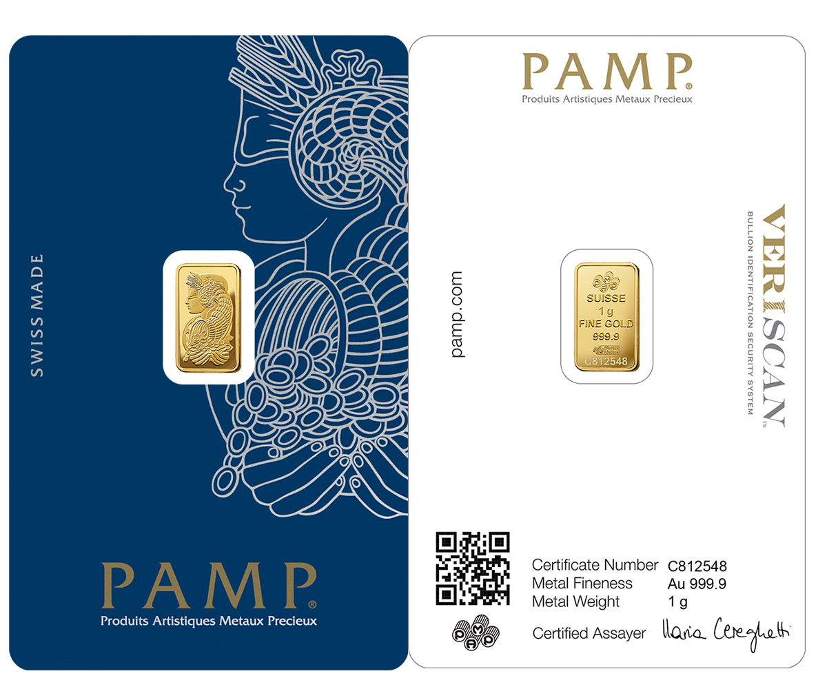 fortuna gold minted bar 1g